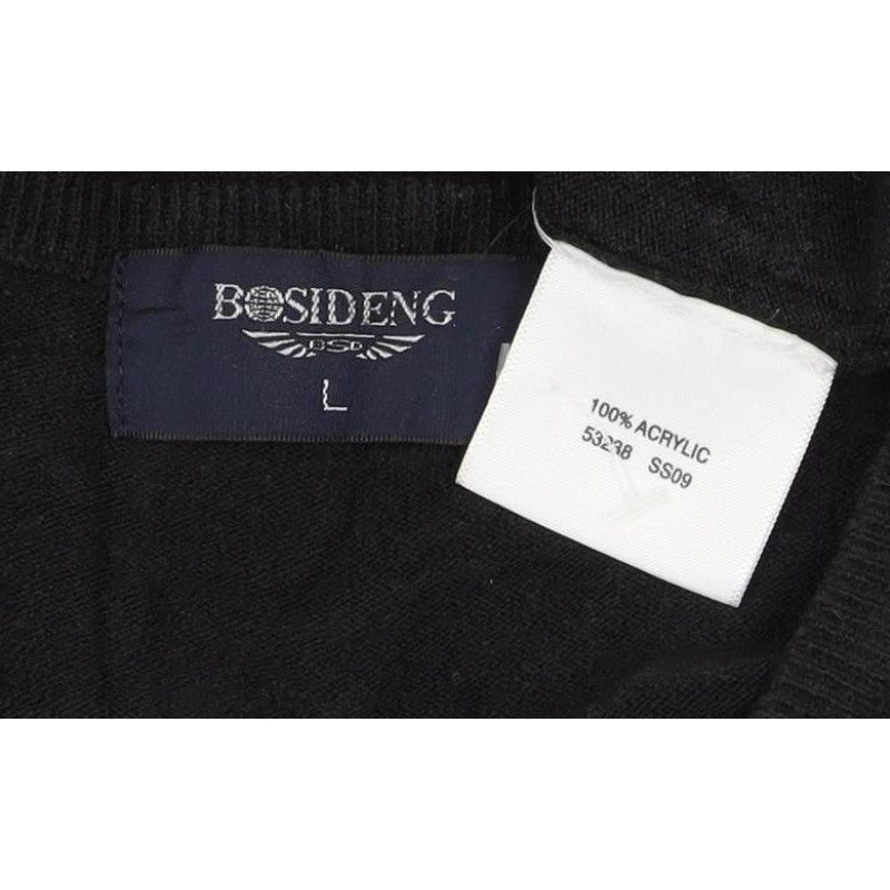 Bosideng Men's Black L V-Neck Acrylic Knit Pullover Jumper