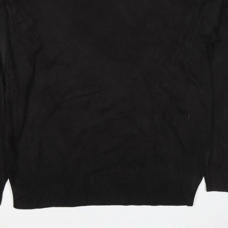 Bosideng Men's Black L V-Neck Acrylic Knit Pullover Jumper