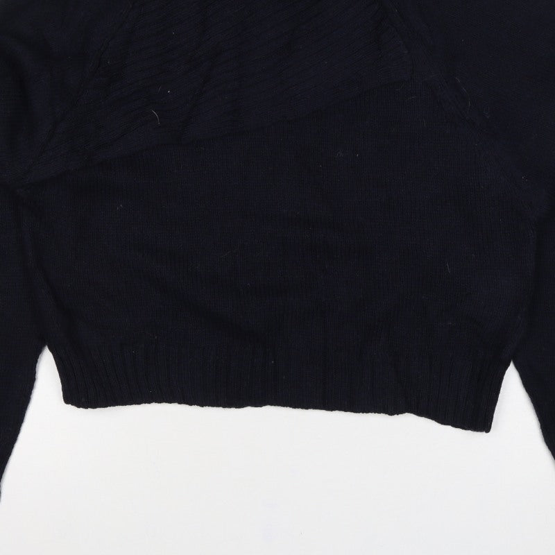 Zara Women Black M Roll Neck Cable Knit Jumper Long Sleeve