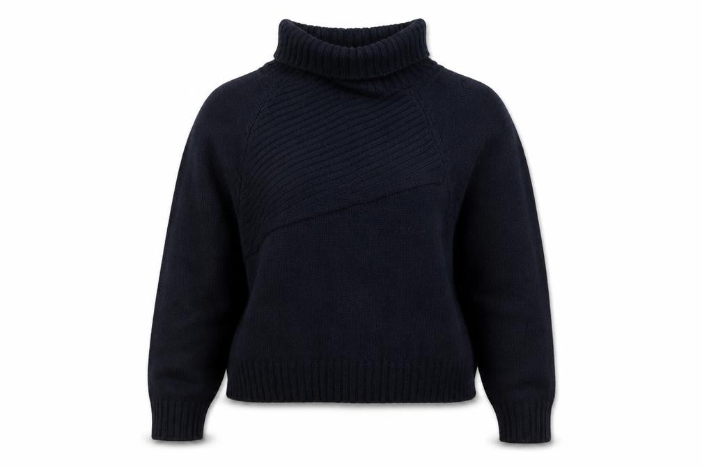 Zara Women Black M Roll Neck Cable Knit Jumper Long Sleeve