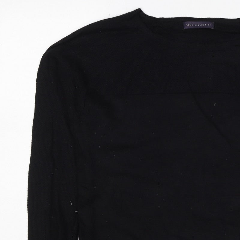 Marks & Spencer Women Black UK 18 Cashmere Crew Neck Pullover Jumper