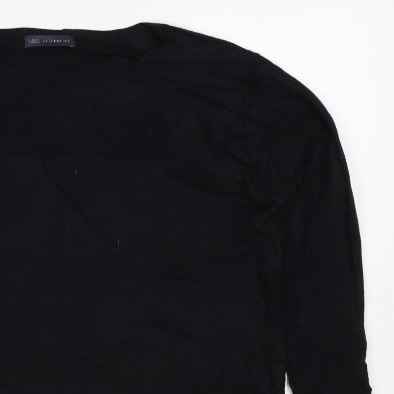 Marks & Spencer Women Black UK 18 Cashmere Crew Neck Pullover Jumper