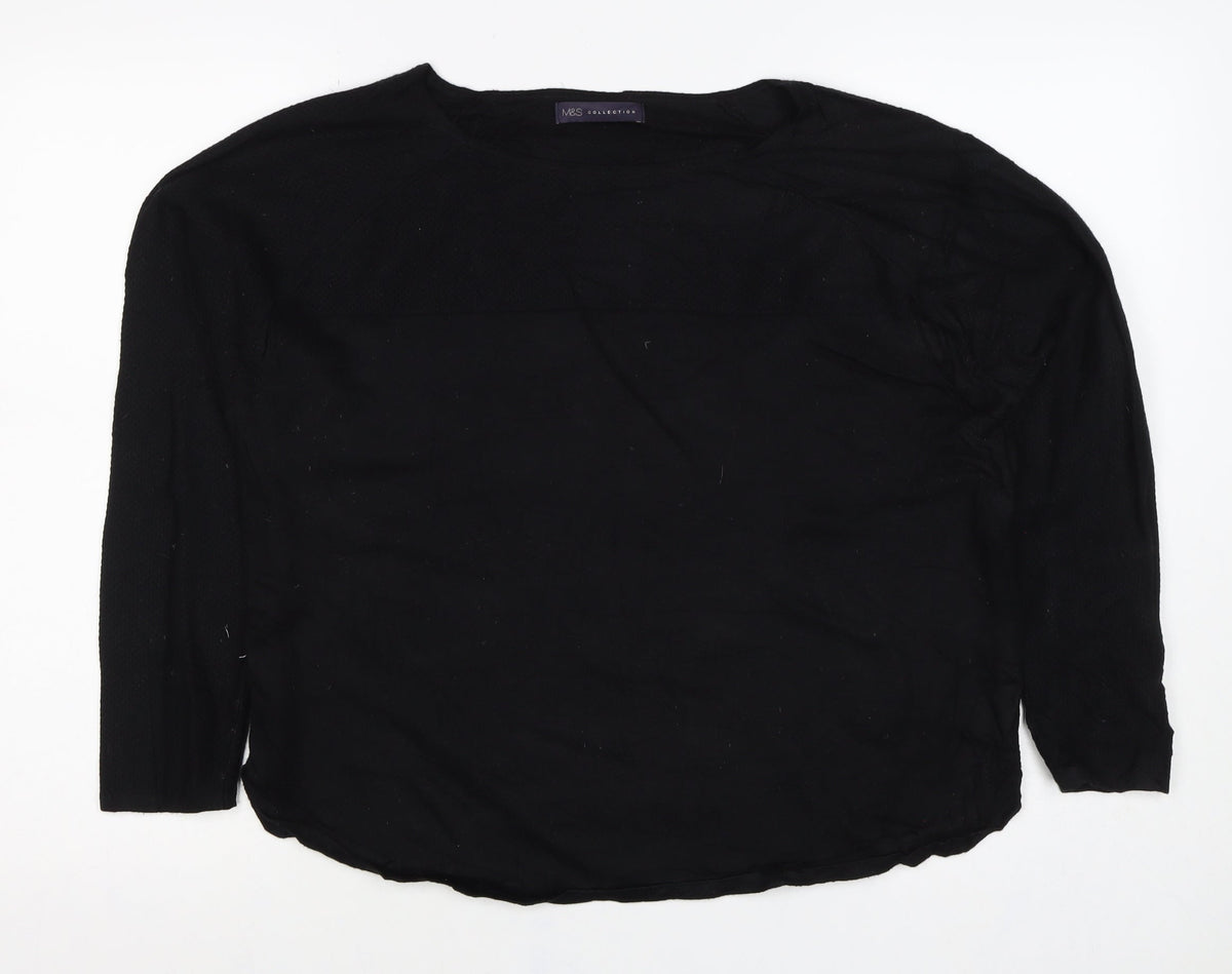 Marks & Spencer Women Black UK 18 Cashmere Crew Neck Pullover Jumper