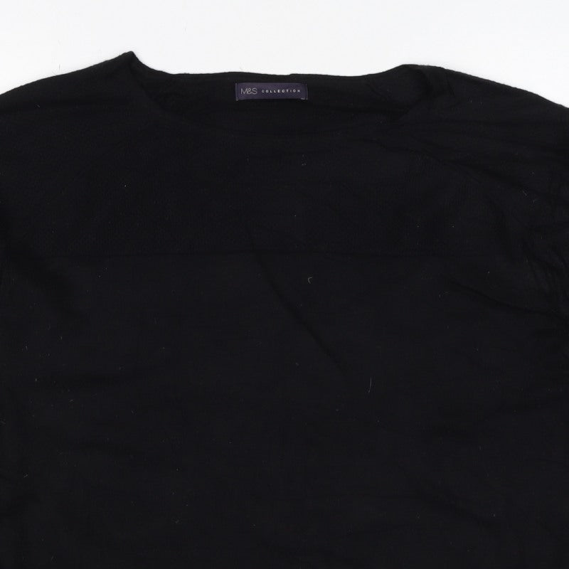Marks & Spencer Women Black UK 18 Cashmere Crew Neck Pullover Jumper