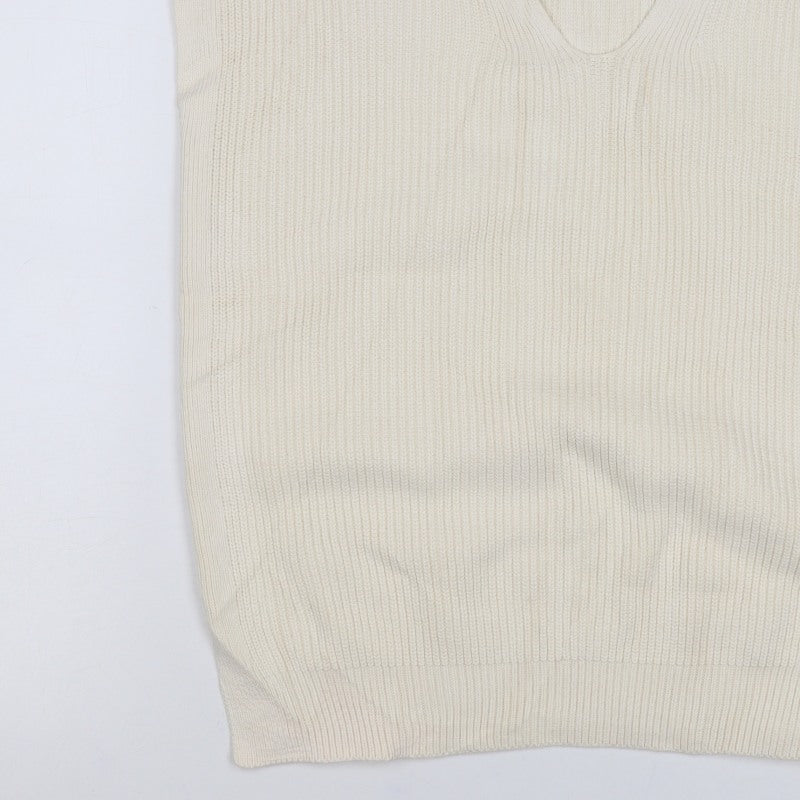 Marks & Spencer Women Ivory M Cashmere Blend V-Neck Knit Vest