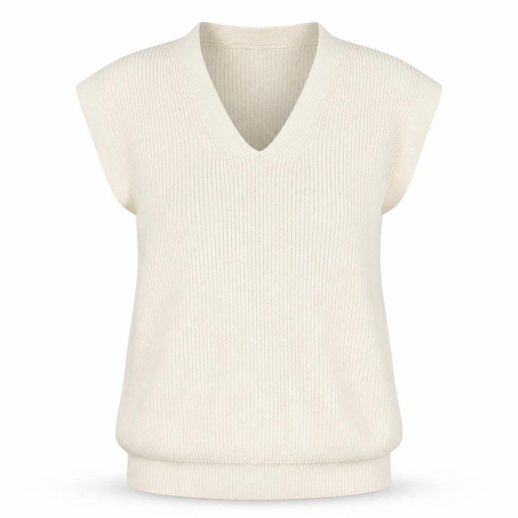 Marks & Spencer Women Ivory M Cashmere Blend V-Neck Knit Vest