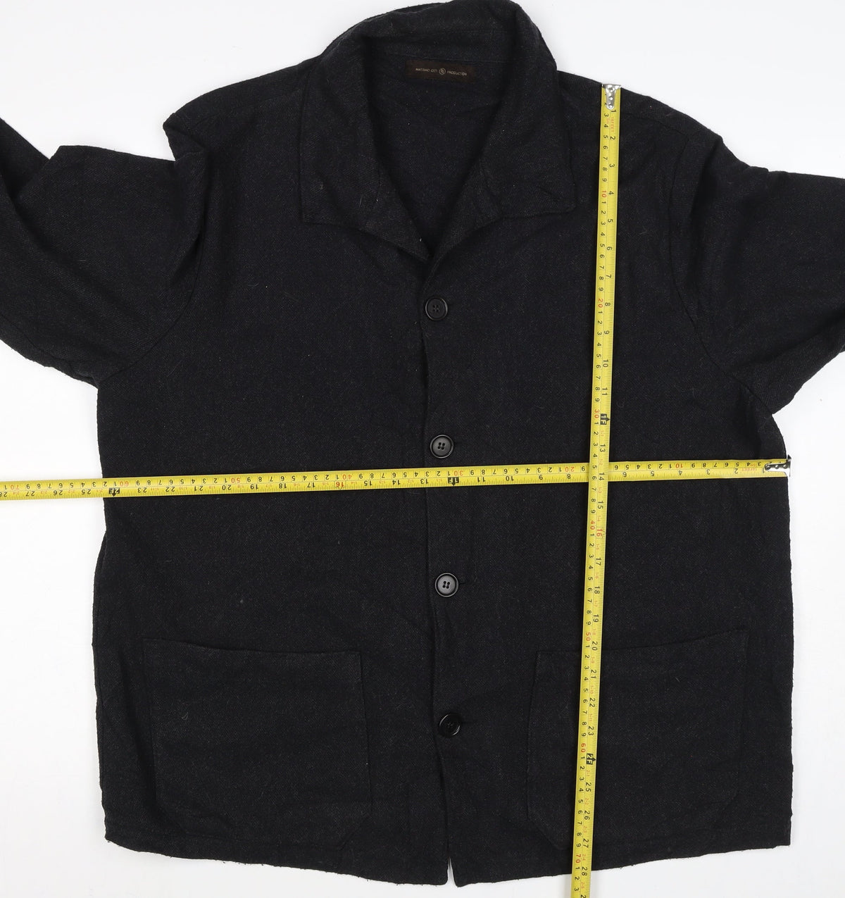 Massimo Dutti Men's Black L Basic Jacket Button Coat Collared