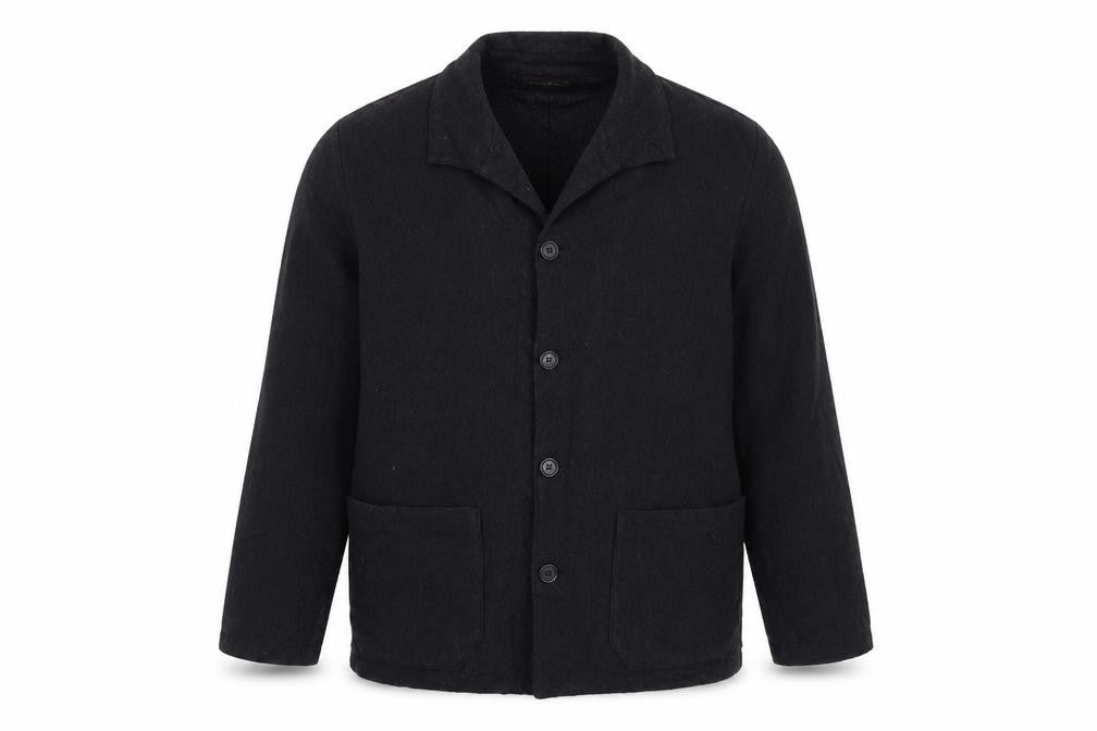 Massimo Dutti Men's Black L Basic Jacket Button Coat Collared