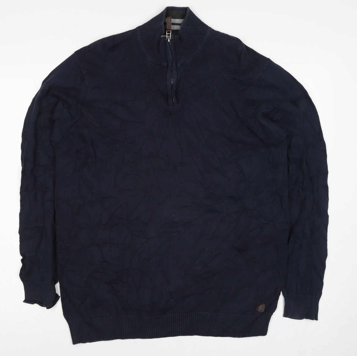 Sand Men’s Navy Blue L 1/4 Zip Cotton High Neck Pullover Jumper