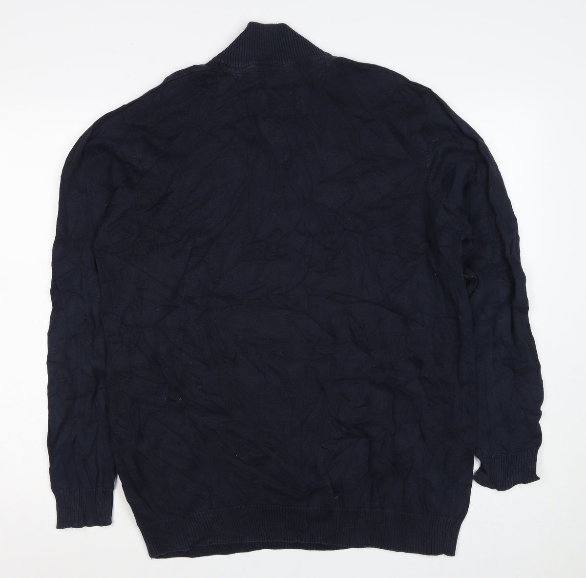 Sand Men’s Navy Blue L 1/4 Zip Cotton High Neck Pullover Jumper