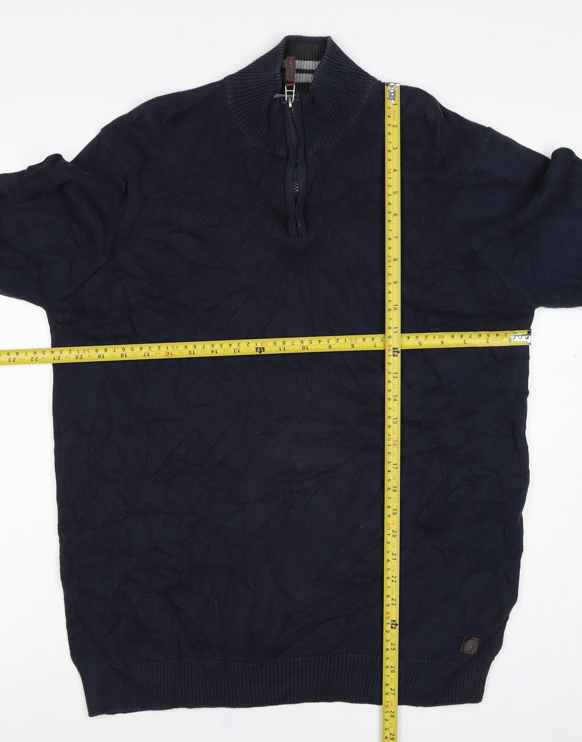 Sand Men’s Navy Blue L 1/4 Zip Cotton High Neck Pullover Jumper