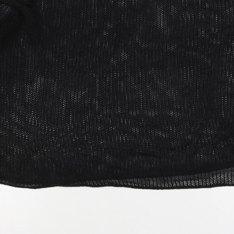 Zara Women Black Size S Sheer Knit Drawstring Sleeve Blouse Top
