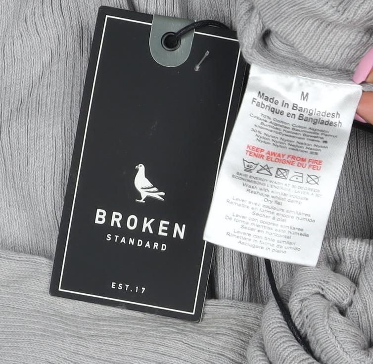 Broken Standard Women Grey M Roll Neck Rib Knit Pullover Jumper