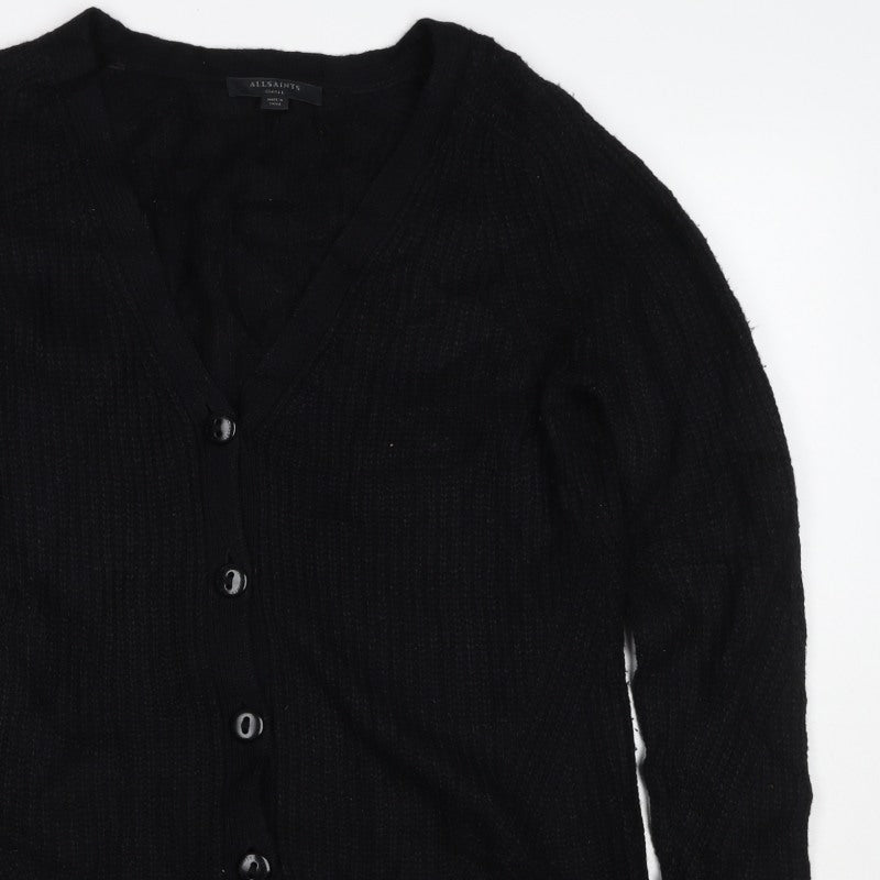 AllSaints Women’s Black S V-Neck Button Knit Cardigan