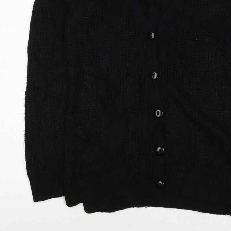 AllSaints Women’s Black S V-Neck Button Knit Cardigan