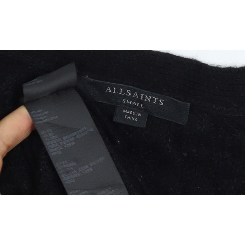 AllSaints Women’s Black S V-Neck Button Knit Cardigan