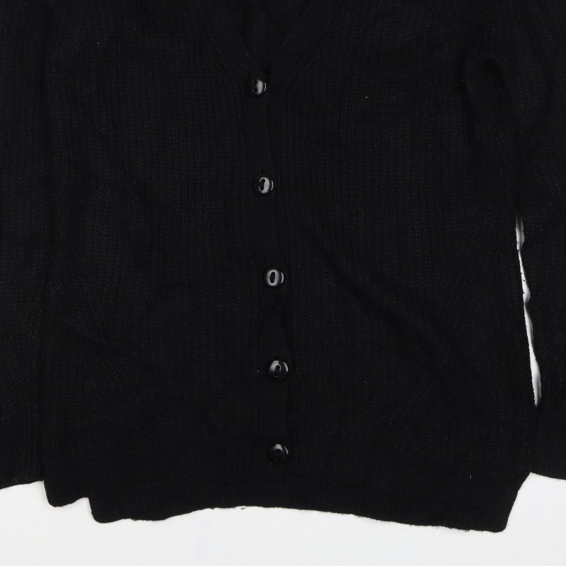 AllSaints Women’s Black S V-Neck Button Knit Cardigan