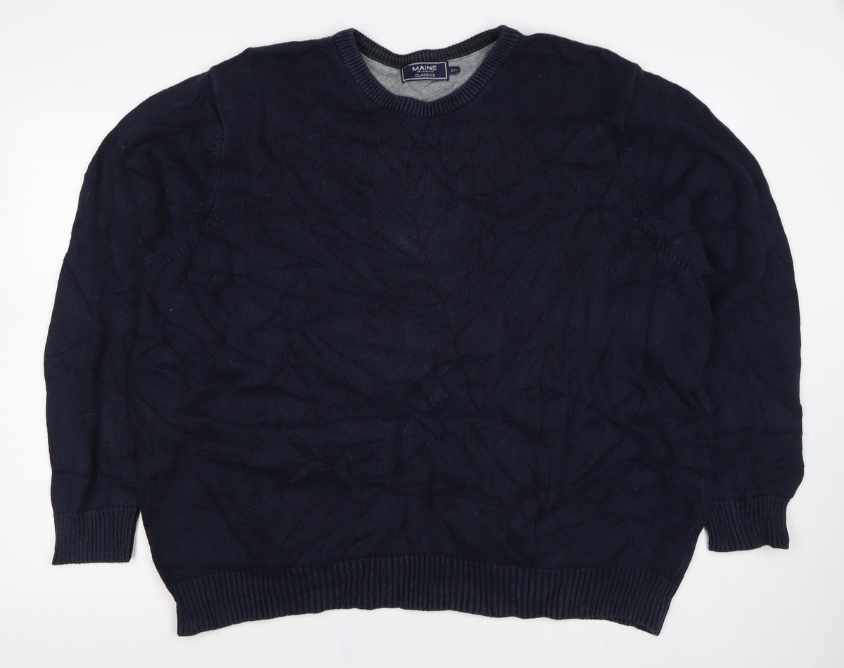Maine New England Men’s Blue 2XL Cotton Crew Neck Pullover Jumper