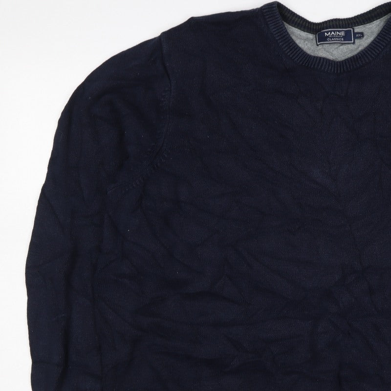 Maine New England Men’s Blue 2XL Cotton Crew Neck Pullover Jumper