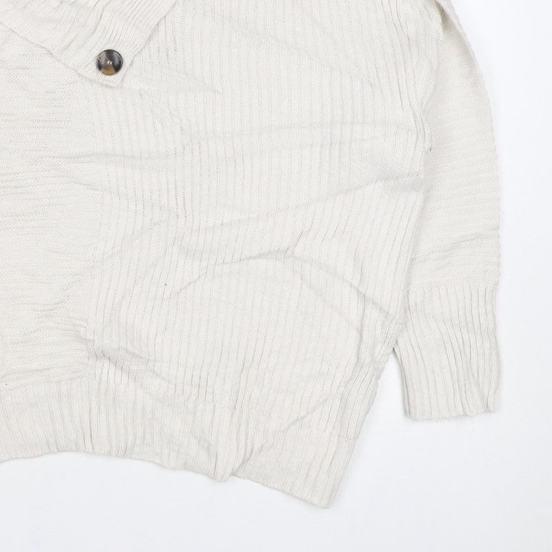 Monsoon Women Ivory L Cowl Neck Cable Knit Button Pullover Jumper