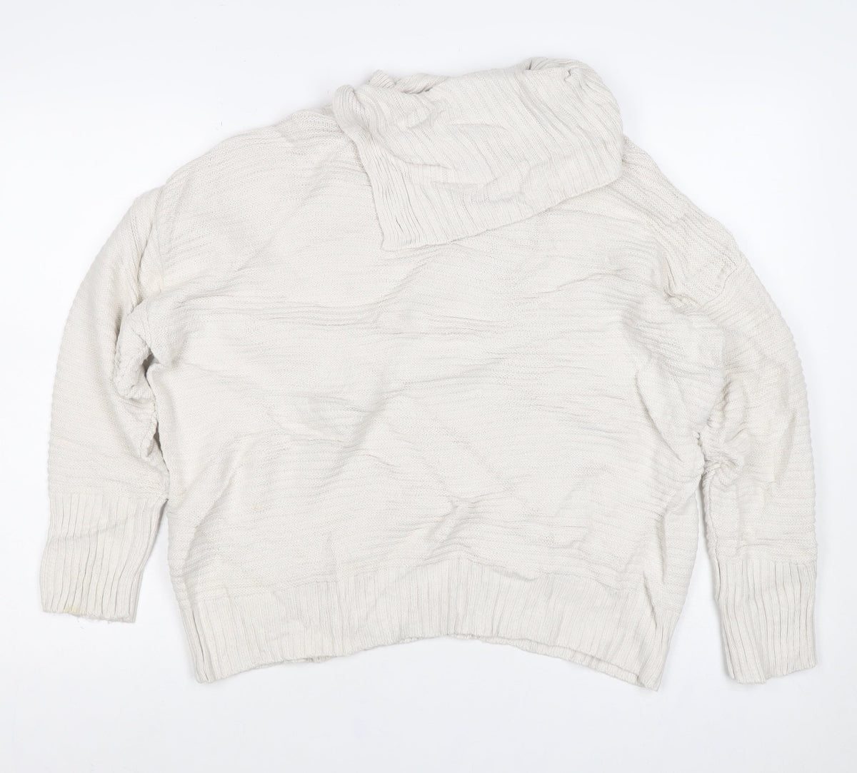 Monsoon Women Ivory L Cowl Neck Cable Knit Button Pullover Jumper