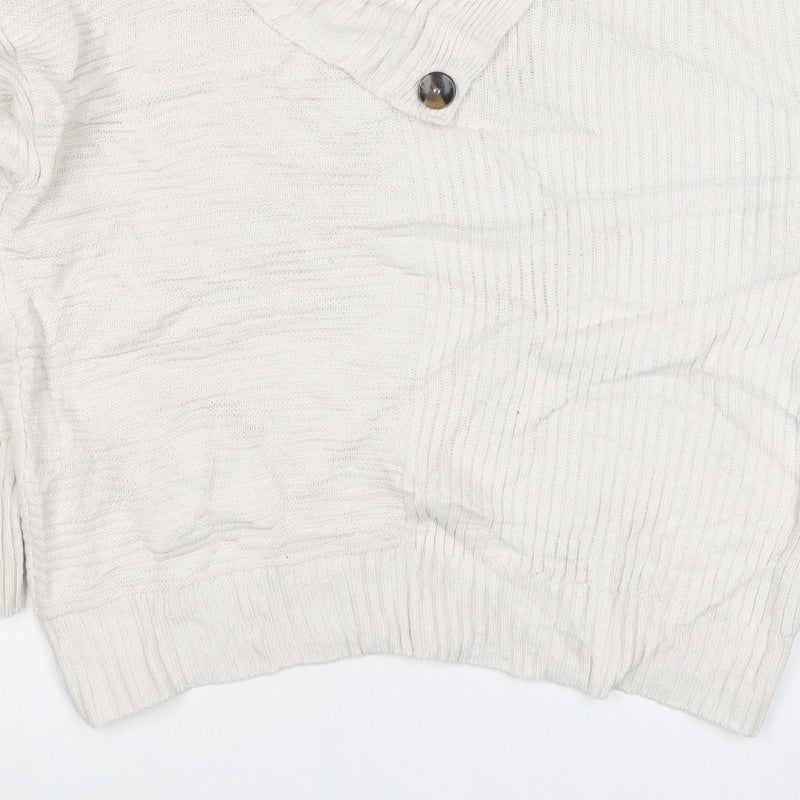 Monsoon Women Ivory L Cowl Neck Cable Knit Button Pullover Jumper