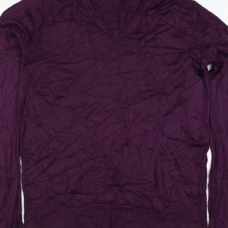 Iceberg Women’s Purple M Fine Knit Logo Pullover Jumper