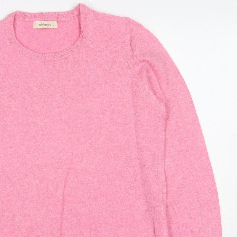 Woolovers Women’s Pink L Crew Neck Long Sleeve Knit Pullover Jumper