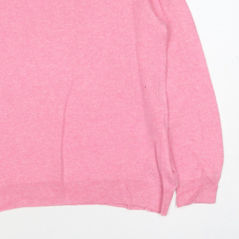 Woolovers Women’s Pink L Crew Neck Long Sleeve Knit Pullover Jumper