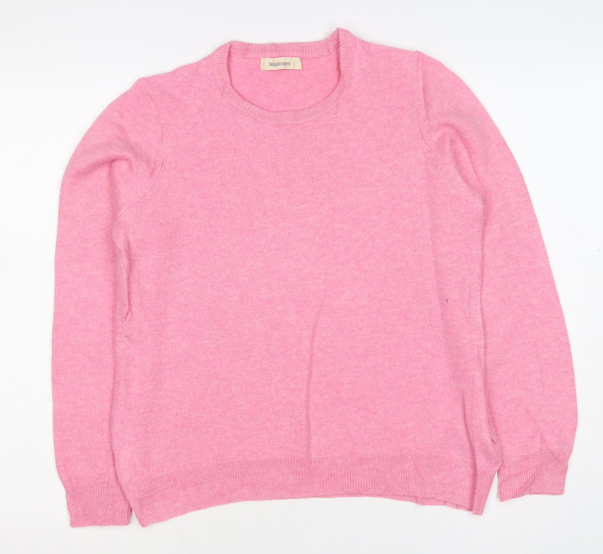 Woolovers Women’s Pink L Crew Neck Long Sleeve Knit Pullover Jumper