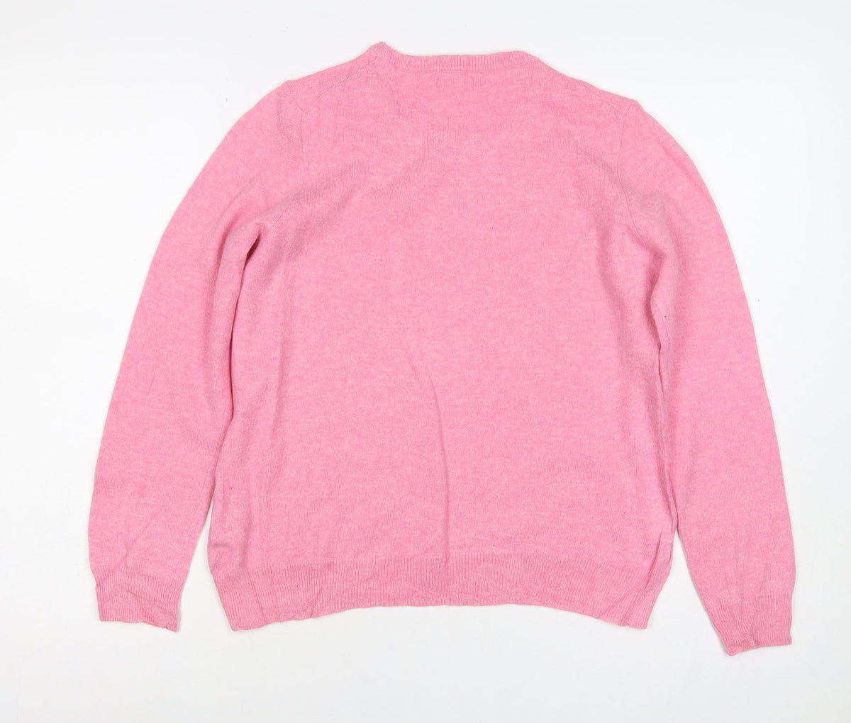 Woolovers Women’s Pink L Crew Neck Long Sleeve Knit Pullover Jumper