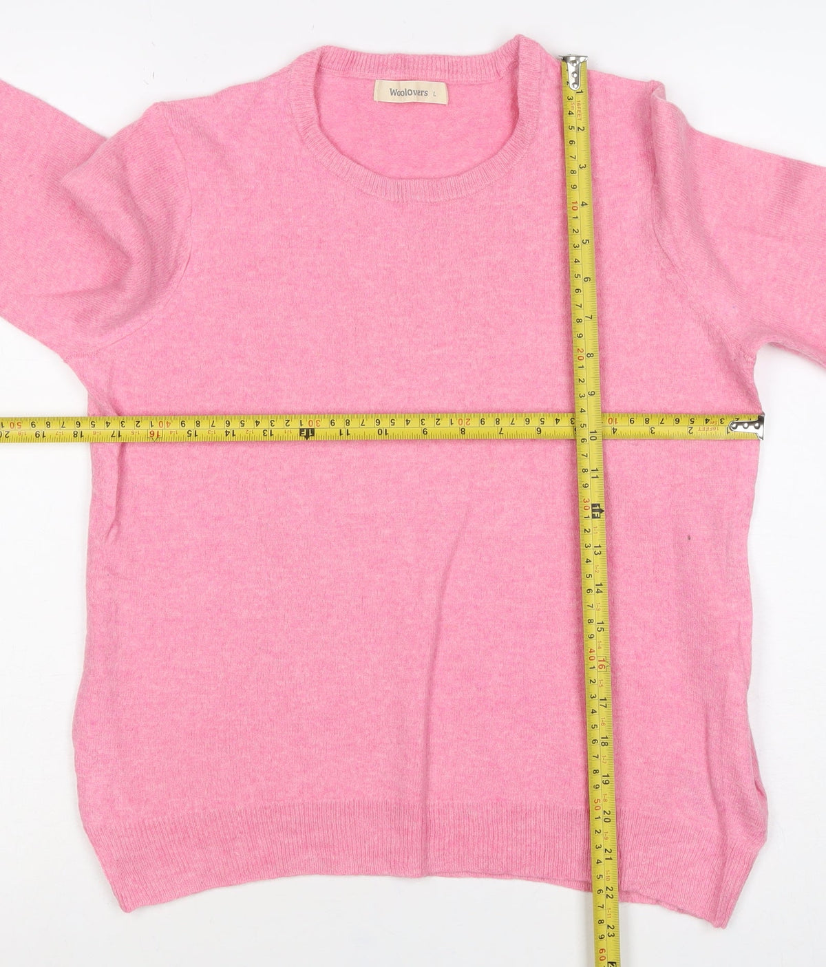 Woolovers Women’s Pink L Crew Neck Long Sleeve Knit Pullover Jumper