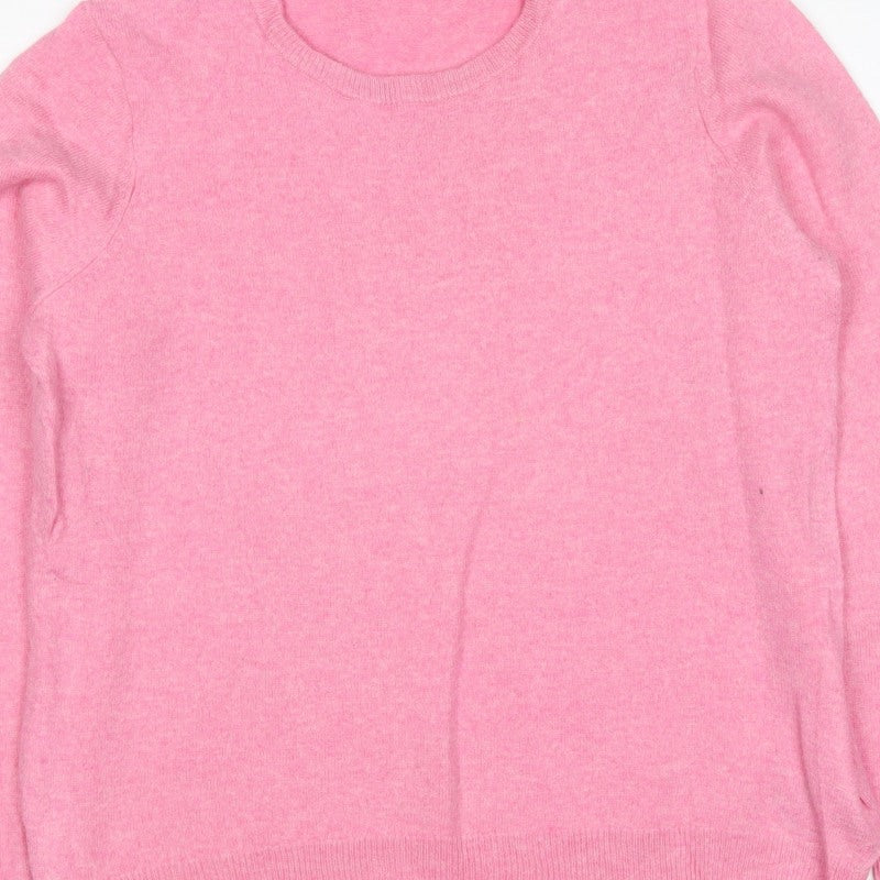 Woolovers Women’s Pink L Crew Neck Long Sleeve Knit Pullover Jumper