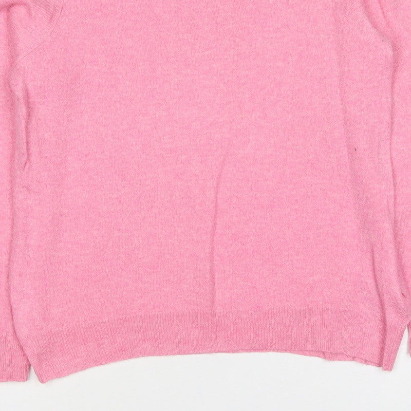 Woolovers Women’s Pink L Crew Neck Long Sleeve Knit Pullover Jumper