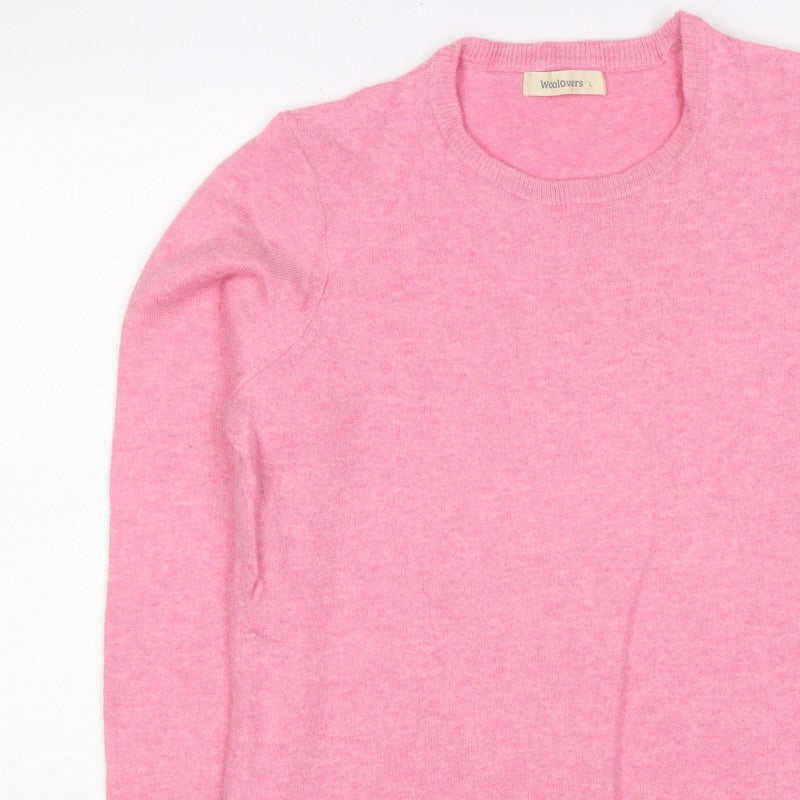 Woolovers Women’s Pink L Crew Neck Long Sleeve Knit Pullover Jumper