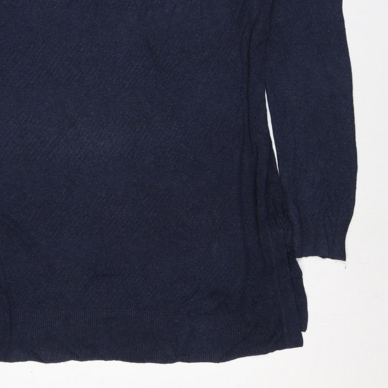 White Label Women’s Navy Size 16 Cotton Modal Wool Crew Neck Jumper