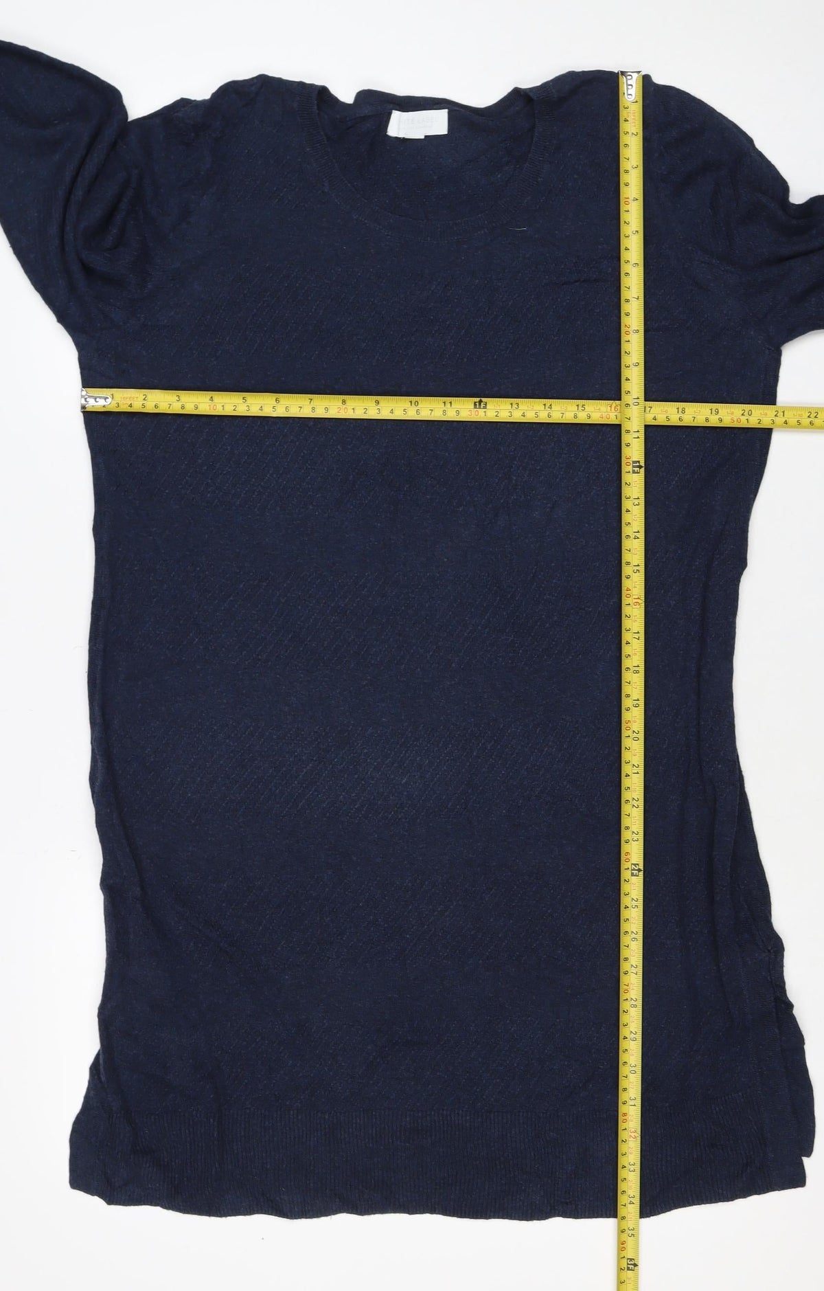White Label Women’s Navy Size 16 Cotton Modal Wool Crew Neck Jumper
