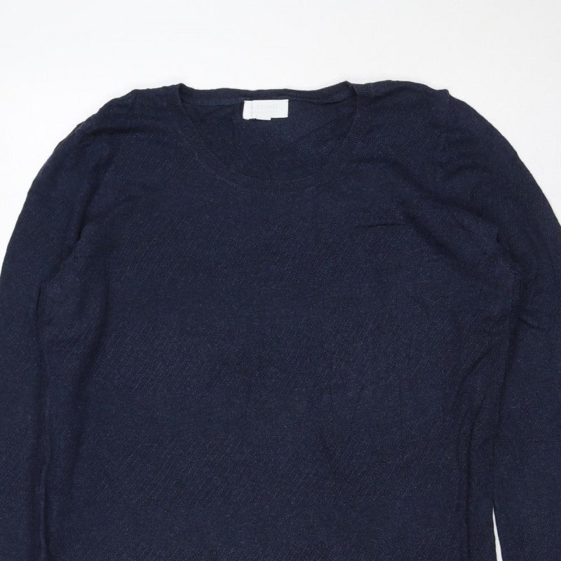 White Label Women’s Navy Size 16 Cotton Modal Wool Crew Neck Jumper