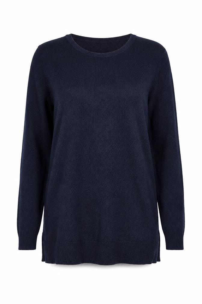 White Label Women’s Navy Size 16 Cotton Modal Wool Crew Neck Jumper