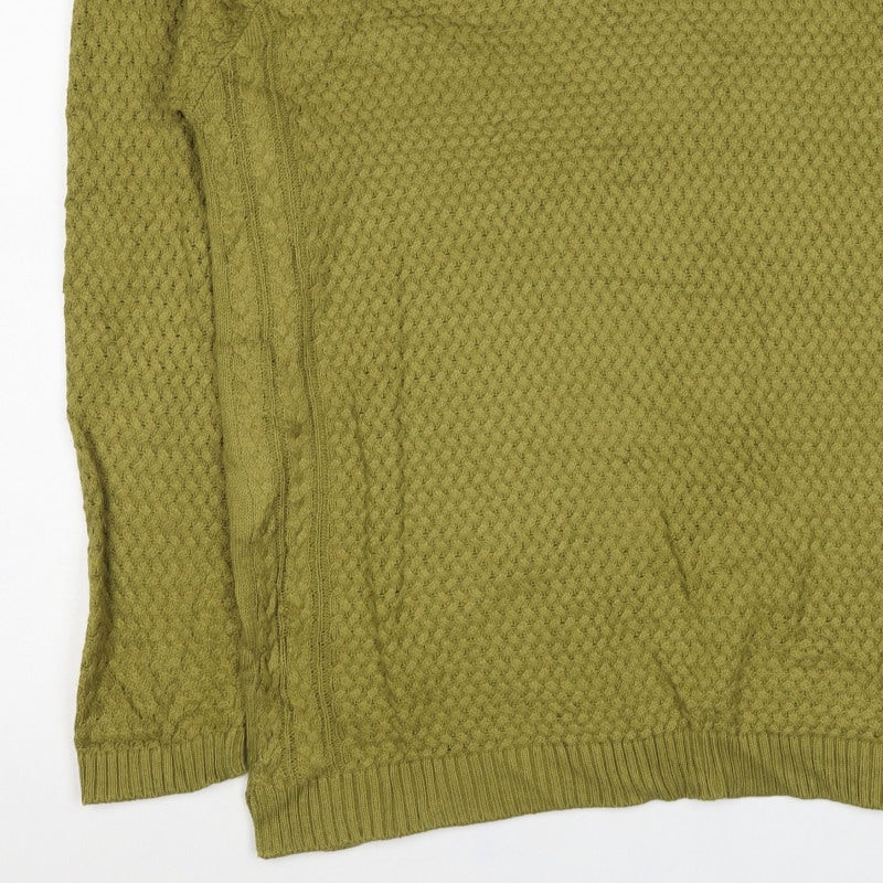 Isle Essentials Women Green Size 14 Cable Knit Crew Neck Pullover Jumper