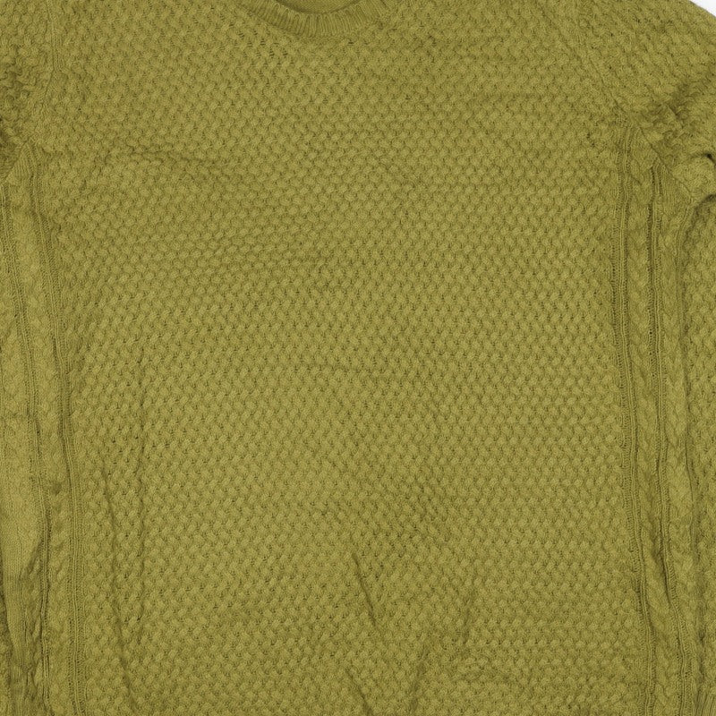 Isle Essentials Women Green Size 14 Cable Knit Crew Neck Pullover Jumper