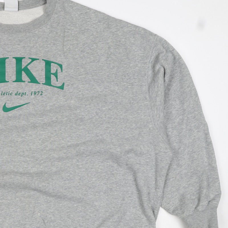Nike Unisex Adults Grey 2XL Pullover Sweatshirt Green Logo