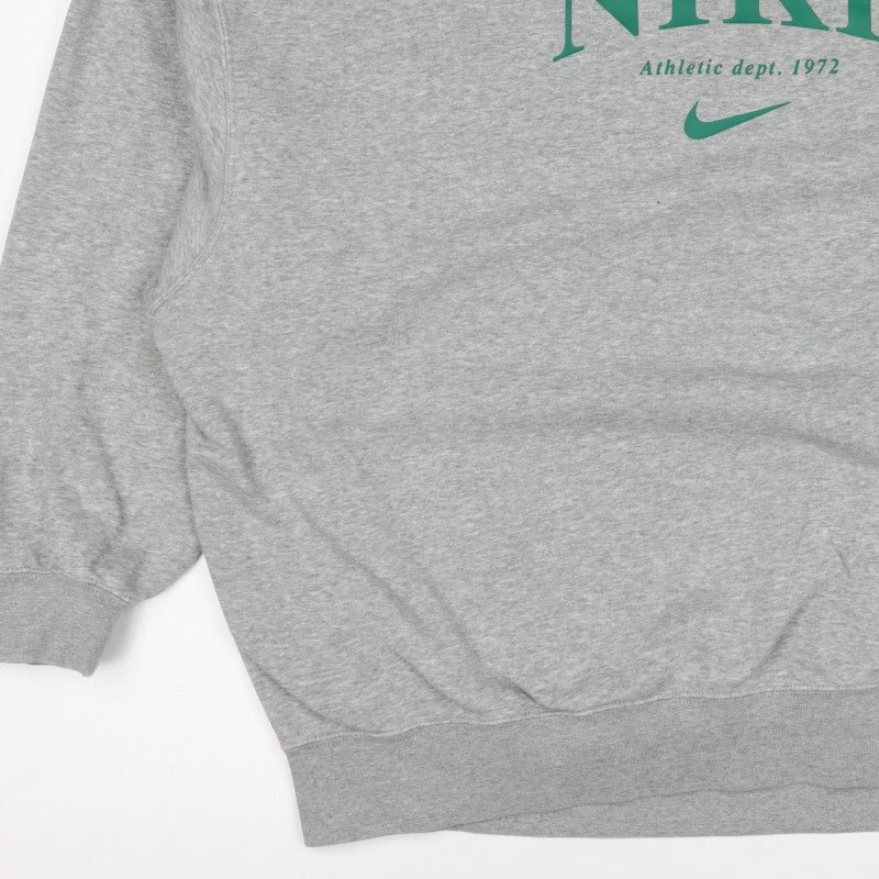 Nike Unisex Adults Grey 2XL Pullover Sweatshirt Green Logo