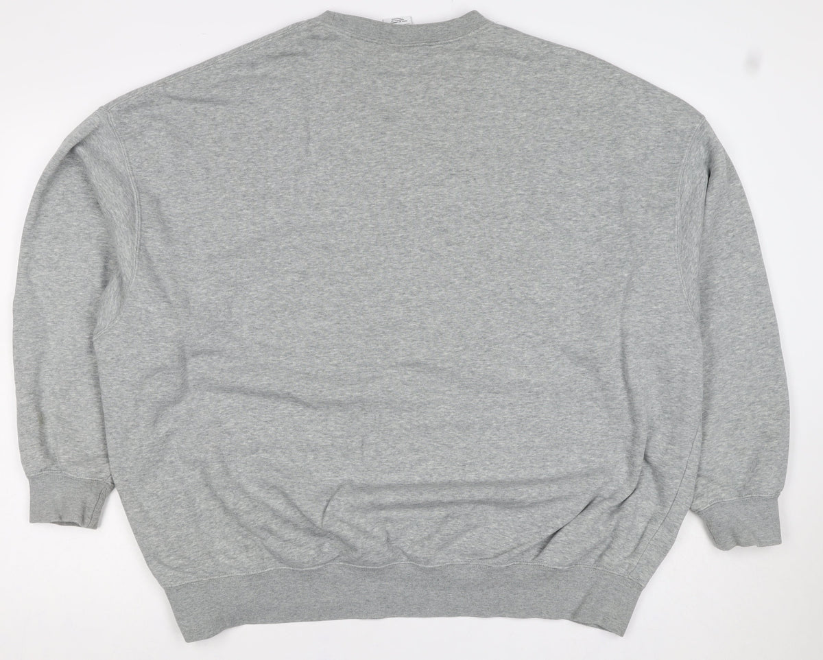 Nike Unisex Adults Grey 2XL Pullover Sweatshirt Green Logo