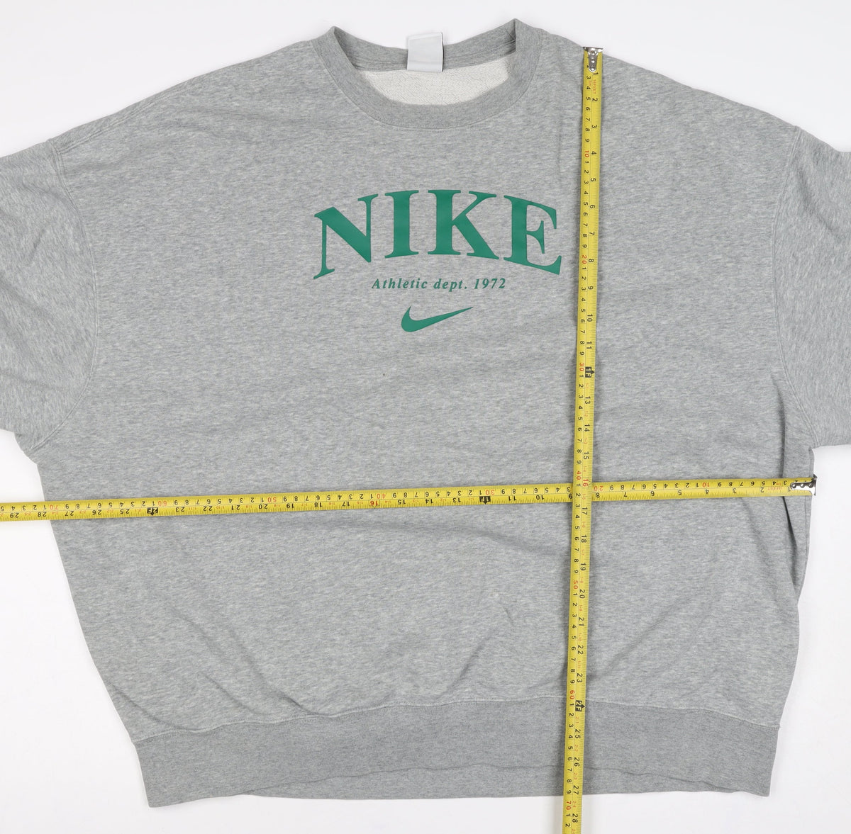 Nike Unisex Adults Grey 2XL Pullover Sweatshirt Green Logo