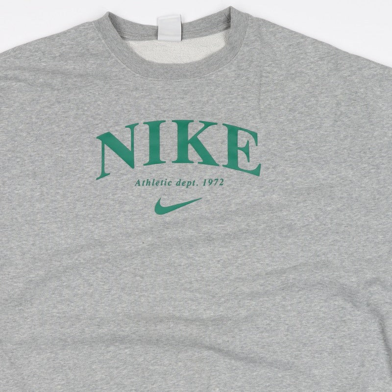 Nike Unisex Adults Grey 2XL Pullover Sweatshirt Green Logo