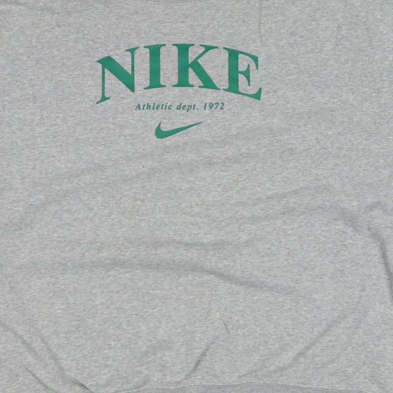 Nike Unisex Adults Grey 2XL Pullover Sweatshirt Green Logo