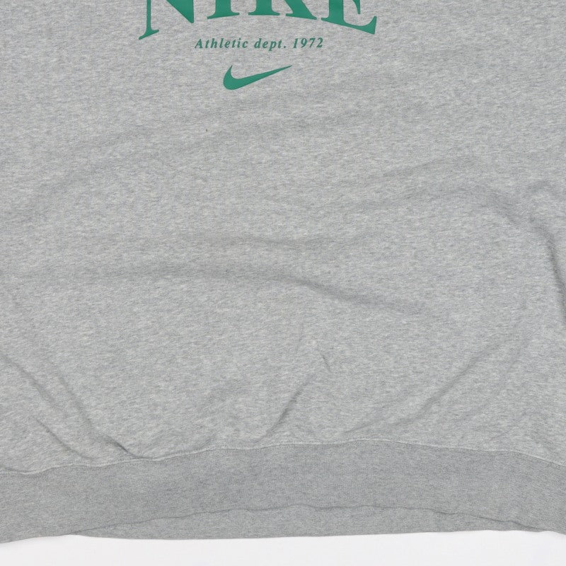Nike Unisex Adults Grey 2XL Pullover Sweatshirt Green Logo