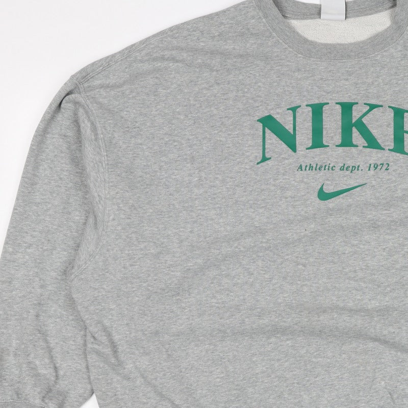 Nike Unisex Adults Grey 2XL Pullover Sweatshirt Green Logo