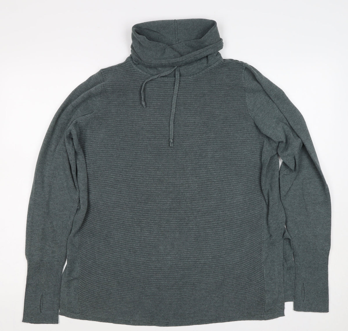 Artisan Women’s Grey XL Cowl Neck Ribbed Knit Pullover Jumper